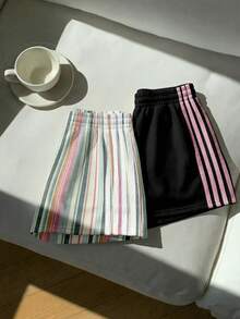 Comfortcana 2 chiếc quần short nữ dáng rộng, họa tiết cành cây tối giản, chất liệu dệt kim, phối nhiều mảnh. - Nhiều màu - Xem 3