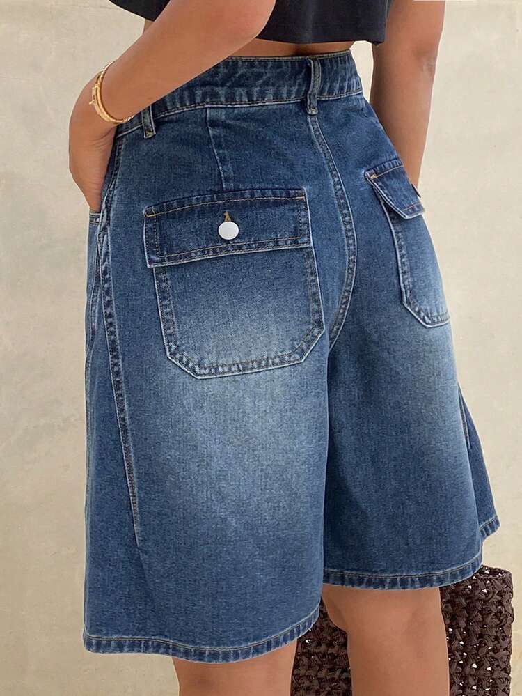 Women's Distressed Denim Capri Shorts, Casual Street Style Summer Shorts