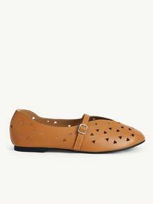 CUCCOO CHICEST Women's Skeleton, Buckle, Comfortable Flat Shoes - Brown - View 3