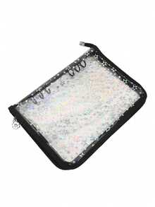 1 Portada de cuaderno de hojas sueltas, Cuaderno de recortes A5 con cielo estrellado grabado con láser transparente, Cierre con cremallera de PVC brillante, Páginas interiores transparentes decoradas con un patrón de cielo estrellado brillante, Cubierta de PVC resistente, Adecuado para álbumes de recortes, almacenamiento de fotos, regalo de Navidad. - Multicolor - Ver 12