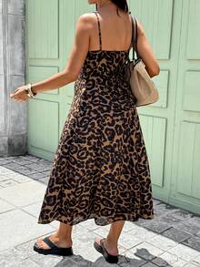 SHEIN Đầm bầu không tay họa tiết da báo thời trang cho những chuyến đi chơi mùa hè. - Màu xanh lam - Xem 2