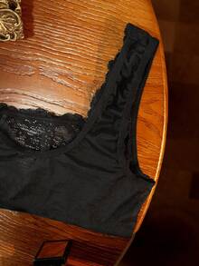 SHEIN 1 chiếc áo ngực ren và lưới dành cho nữ - màu đen - Xem 9