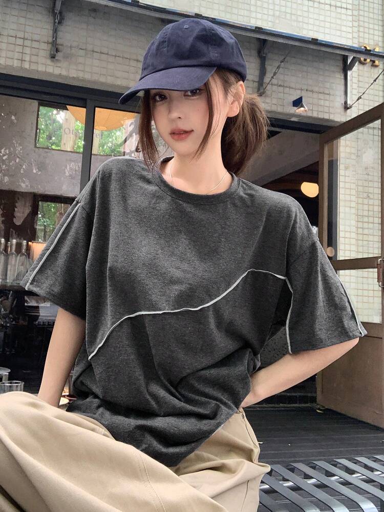 Women's Casual T-Shirt With Contrast Stitching, Spring/Summer