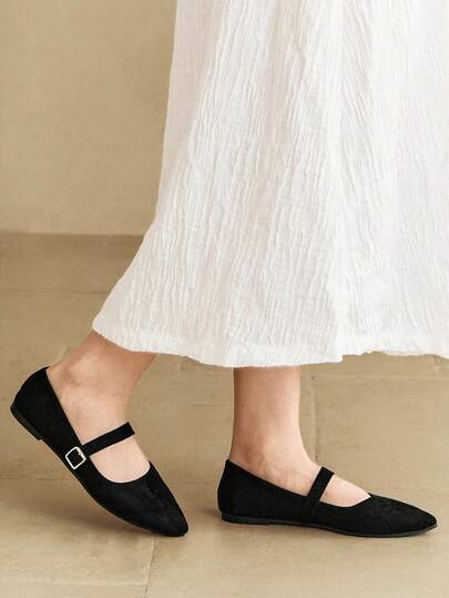 Alvarani Zapatos de mujer unicolor elegante con hebilla y punta afilada, aptos para usar en la playa, festivales, bodas, la oficina y en casa durante el verano