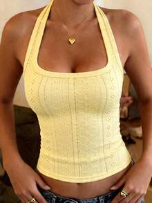 DrmWander Women's Summer Vacation Casual Halter Backless Top - Multicolor - View 3