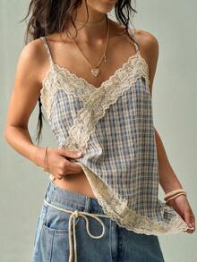 Camiseta de mujer de encaje francés elegante - Azul - Ver 5