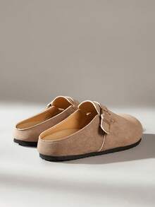 Solecia Closed Toe Metal Buckle, Retro Commuter Slim Mules Shoes - Kyung Velvet Brown - View 4