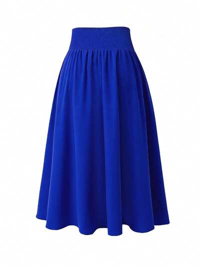 DreamSkyne Plus Size Women's Casual Solid Color Long Skirt, Versatile For Daily Work Fall
