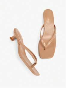 Alvarani Neue Sommer Damen Pantoletten Einfarbig, elegante Urlaubsschuhe, lässige Strandhohe Absatz Sandalen, modische leicht anzuziehende Absätze für Kleider - Aprikosenfarben - Übersicht 10