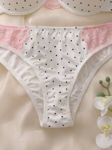 DelicateAllure Bộ 2 áo ngực ren chấm bi màu hồng, nâng đỡ tốt, có gọng và tạo độ nâng, dành cho người có thân hình đầy đặn. - Đen và trắng - Xem 6