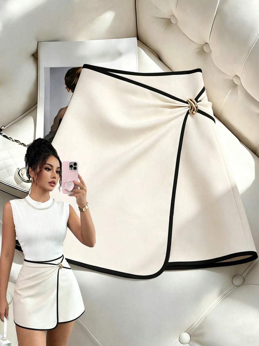GlowEve Chân váy chữ A cạp cao ôm sát, khóa kim loại xoắn, kiểu dáng thanh lịch phù hợp cho công sở. - Nhiều màu - Xem 1