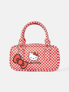 HELLO KITTY AND FRIENDS | SHEIN Tas Tangan Lucu dengan Liontin Pita Kotak-kotak Merah - Merah - View 1