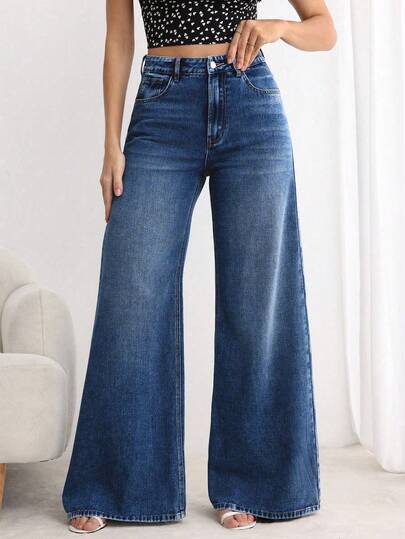 EMERY ROSE Jeans de mezclilla vintage lavados para mujer de talla grande, primavera/verano