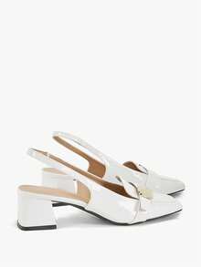 Alvarani 2026 Retro French Solid Color Stylish Office Commute Thick Heel Metal Buckle Thick Heel Pumps, New Summer Date Home High Heel Shoes For Women, Elegant,Elegant - White - View 9
