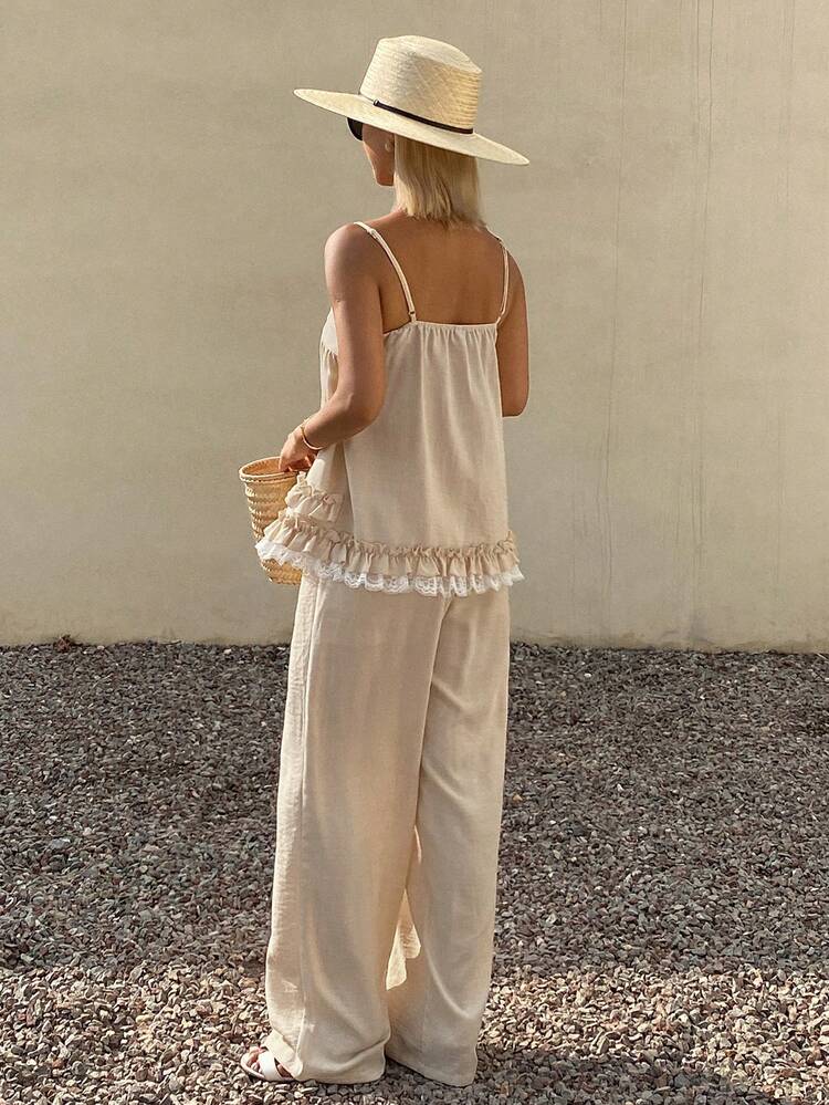 Women's Sleeveless Top And Casual Pants 2 Pieces Set, Suitable For Party, Beach, Holiday, Summer