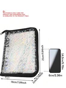 1 Portada de cuaderno de hojas sueltas, Cuaderno de recortes A5 con cielo estrellado grabado con láser transparente, Cierre con cremallera de PVC brillante, Páginas interiores transparentes decoradas con un patrón de cielo estrellado brillante, Cubierta de PVC resistente, Adecuado para álbumes de recortes, almacenamiento de fotos, regalo de Navidad. - Multicolor - Ver 3