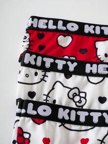 HELLO KITTY AND FRIENDS | SHEIN 女士字母腰带舒适丁字裤 - 紅白色 - 查看 5