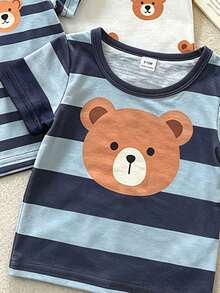 SHEIN Playful Pals Bộ đồ dệt kim 3 món họa tiết khủng long cho bé, áo thun ngắn tay, thích hợp cho mùa xuân/hè. - Nhiều màu - Xem 4