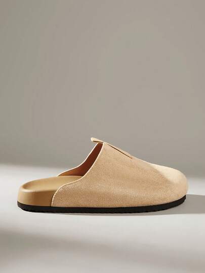 Solecia Khaki Suede Bag Head Half Drag, Thick Sole, Workplace Commuting Thin Shoes