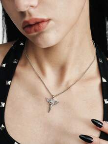 MortiRose Pendant Necklace,Goth/Gothic/Punk/Grunge/Dark Gothic,Streetwear,Summer/Festival/Prom/Party,Vintage - Antique Silver - View 2