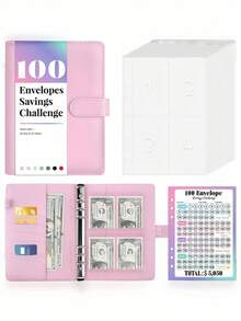 1 pieza Organizador de ahorro con 100 bolsillos numerados previamente, con sobres y seguimiento, proceso motivacional para ahorrar 5050 dólares, organizador de dinero, libro de presupuesto para adultos, regalo financiero, uso en el hogar y la oficina, imprescindible - Multicolor - Ver 14