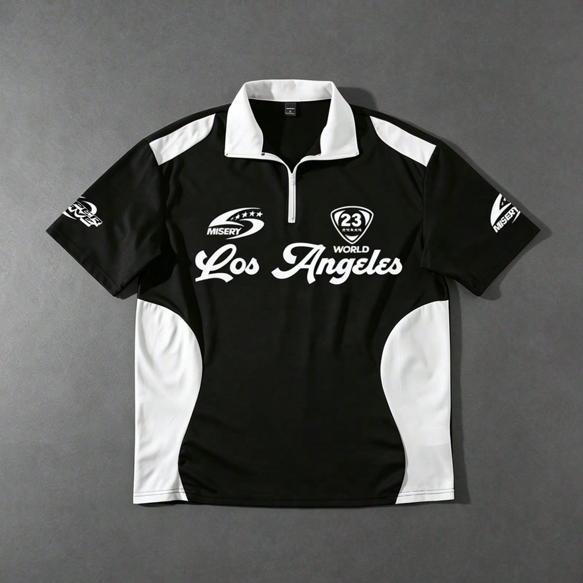 Polo de hombre casual con bloqueo de color e impresión de letras, fútbol de verano