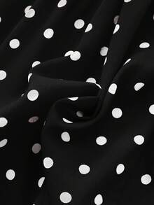 SHEIN Young Girl Woven Polka Dot Square Neck Ruffle Hem Casual Dress - Black - View 6