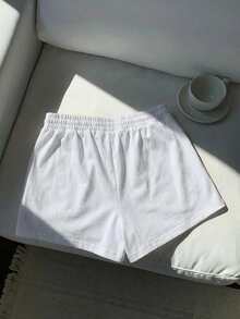 Comfortcana Quần short cạp trung dáng rộng, chất liệu 75% cotton, họa tiết sinh vật biển màu xanh dương với vỏ sò và sao biển, thích hợp cho mùa xuân/hè, đi nghỉ mát, ở nhà, đa năng. - Nhiều màu - Xem 2