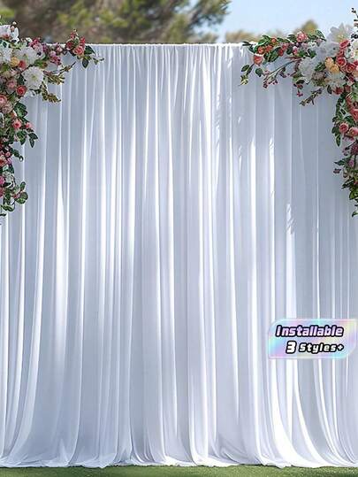 1 pieza Tela elástica blanca de fondo fotográfico, cortinas de tela de fondo de ventana no transparente, para boda, ducha nupcial, fiesta de cumpleaños, aniversario, decoración del escenario de la boda, compromiso, ceremonia de banquete, decoración interior/exterior gótica, Navidad