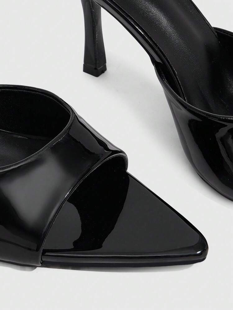 CUCCOO SZL Women's Fashion Pointed Patent Leather Sexy Light Board Party/Work High Heels Sandals, Backless Elegant Stilettos