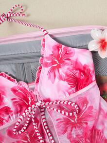 Swim Vcay Bộ bikini hai mảnh kiểu yếm tam giác, chất liệu vải in họa tiết nhiều màu sắc, thích hợp cho nữ, đi nghỉ mát, dự tiệc biển. - Hồng - Xem 6
