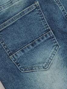 Manfinity EMRG American Streetwear New Arrival Heavy Rivet Washed Blue Flare Jeans, Versatile Slimming Pants - Blue - View 6