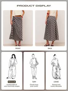 Nöista Diagonal Striped Wrap Midi Skirt With Side Tie Fastening And Asymmetric Hem.Flowy Silhouette A Flattering Drape, Perfect For Spring Summer - Blue - View 5