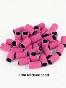 100 piezas/caja Juego de bandas de lijado con eje de metal Brocas de taladro de uñas para eliminar esmalte de uñas, gel, piel muerta y callosidades, cortador de bandas de lijado, suministros para uñas, herramientas para uñas, herramientas de arte de uñas, de vuelta a la escuela, uñas, herramientas para uñas postizas - Rosa Fucsia - Ver 11