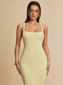 Silquee Women's Solid Color Minimalist Daily Camisole Dress - Yellow - View 4