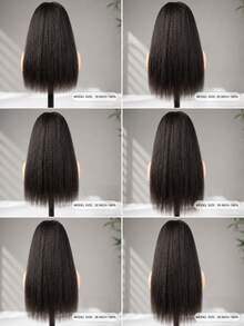 Wear & Go 7x5 无胶直发假发，Yaki 直发，预拔毛漂白发结，预剪透明蕾丝封顶，180% 密度，中长款 - SNatural - 查看 6