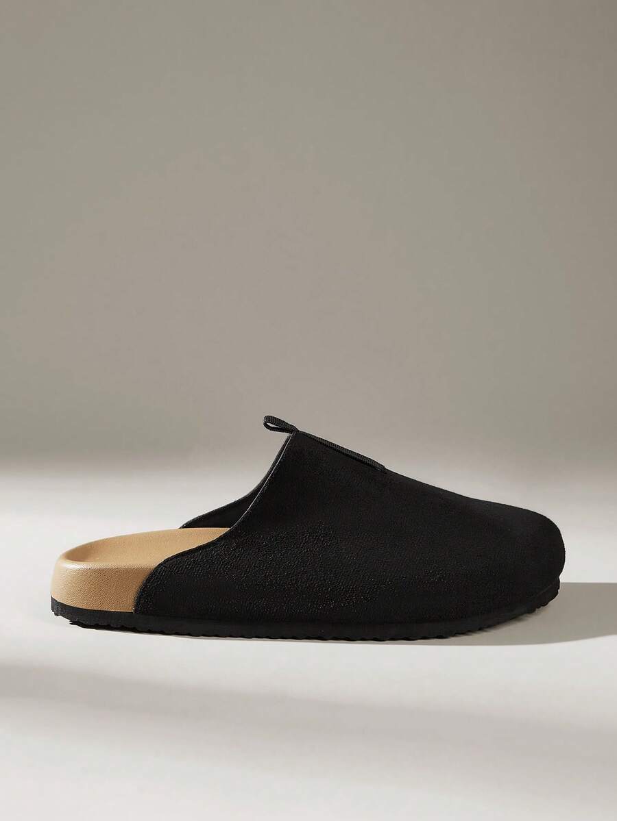 Solecia Giày da lộn màu kaki, kiểu dáng trễ vai, đế dày, thích hợp đi làm. - màu đen - Xem 1