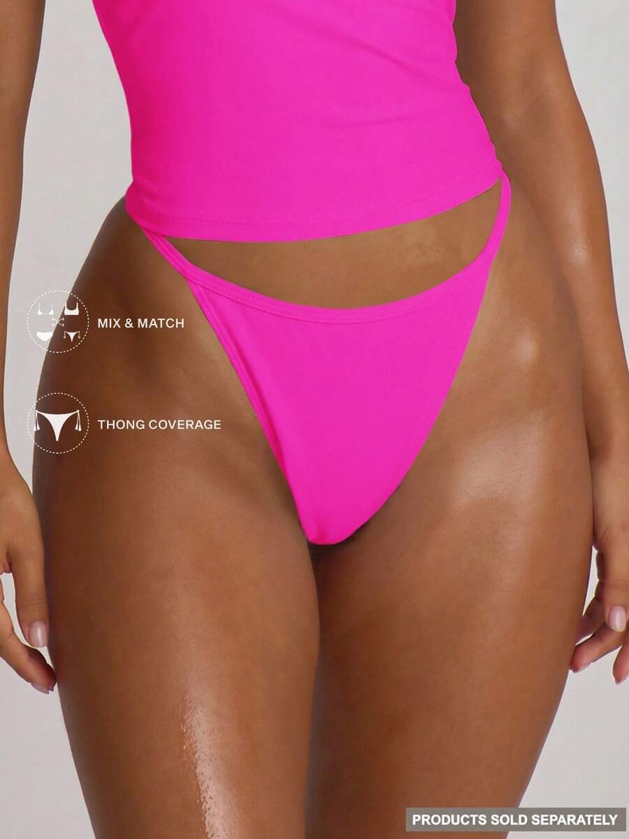 Musera Resort Slip bikini con laccetti, costumi da bagno per vacanze estive, abbigliamento da spiaggia essenziale per resort - Fucsia - Visualizzare 1