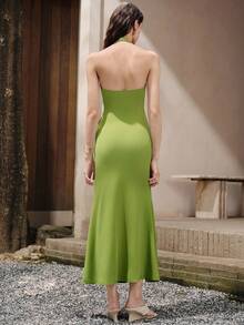 SHEIN Váy dài nữ - màu xanh lá - Xem 3