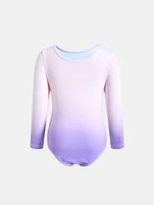 SHEIN 女童修身渐变长袖紧身衣，春夏款 - 紫色 - 查看 9