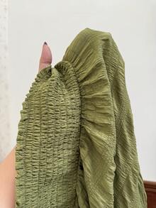 CovetEZ Plus Size Green Ruffled Hem Casual Skirt, Suitable For Spring/Summer Holiday - Green - View 8
