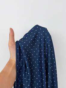 ZzzCrew Áo ngủ hai dây dệt kim họa tiết chấm bi dành cho nữ, cổ áo xếp nếp và thắt nơ, gợi cảm và đa năng, phù hợp cho mọi mùa. - Màu xanh hải quân - Xem 7