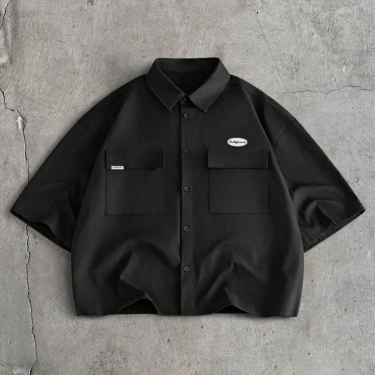 Camisa de manga corta con bolsillo cargo y estampado de letras para hombre