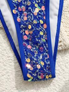 Bonvoyette Bộ bikini hai mảnh màu sâm panh cao cấp thêu sequin lấp lánh, kiểu dáng thời thượng, thích hợp cho các buổi tiệc trà chiều, nâng ngực, buộc dây bên hông, dành cho nữ. - Nhiều màu - Xem 6