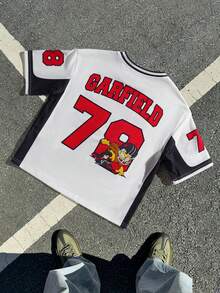 GARFIELD | SHEIN Tween Boy Letter Print Short Sleeve Casual T-Shirt, - White - View 2