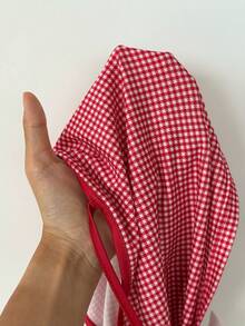 ZzzCrew Summer Decorative Button Striped Print Bodycon Knit Camisole & Pants Set, Sexy Style - Red - View 7