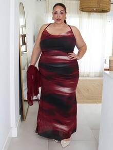 Pretty and Ole Plus Size Casual Romantic Dress & Cover Up 2 Pieces Set Elegant - Multicolor - View 6