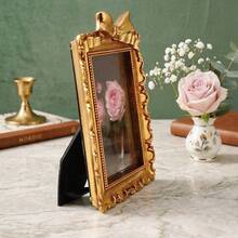 Cirelle 1PC French Retro Bow Resin Photo Frame – 3D Ornate Rectangular Display Frame For Desk, Vintage Home Decor For Bedroom, Living Room & Study - 1PC - View 7