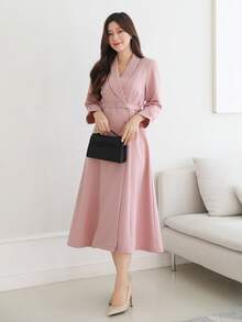 DAZY Váy suông hở eo lãng mạn mùa xuân mới, Đầm thanh lịch cho nữ - Hồng - Xem 4