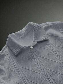 HIMLAND Men's Elegant Solid Color Polo Shirt For Commuting & Daily Wear - Light Grey - View 3